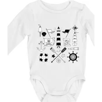 Ikony - mořeplavec - Body kojenecké s dlouhým rukávem - Dlouhý r. 3-6 měs ( Bílá )