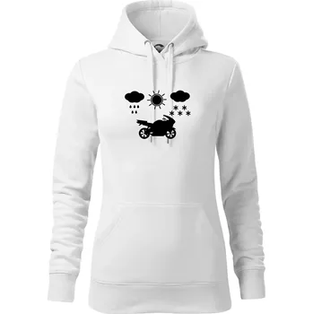 Dámská mikina Motorkář za každého počasí - silnice - Mikina dámská Cape s kapucí - M ( Bílá )