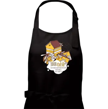 Kuchyňská zástěra Včela - 1000 květů - Pánská zástěra na vaření - Univerzální velikost ( Černá )