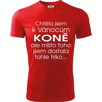 Chlapecké tričko Chtěla jsem k Vánocům koně - Dětské triko sportovní (dresovina) - 158 cm/12 let ( Červená )