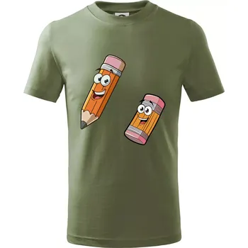 Tužka a guma kreslená - Tričko dětské bavlněné - 98 cm / 2 roky ( Khaki )