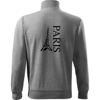 Pánská mikina Paris nápis Eiffelovka na výšku - Mikina bez kapuce Adventure - 2XL ( Tmavě šedý melír )