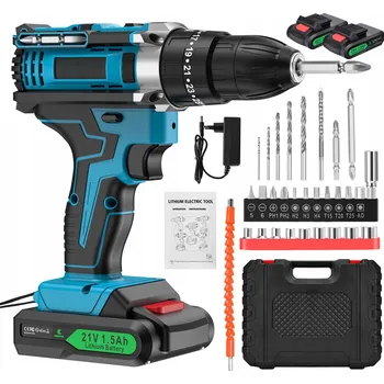 AKU VRTAČKA AKUMULÁTOROVÝ AKU ŠROUBOVÁK 2xAKU NÁSTAVCE BITY LED KUFR