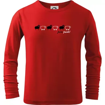 Chlapecké tričko Jsem pasák - ovce v řadě - Triko dětské Long Sleeve - 122 cm/6 let ( Červená )