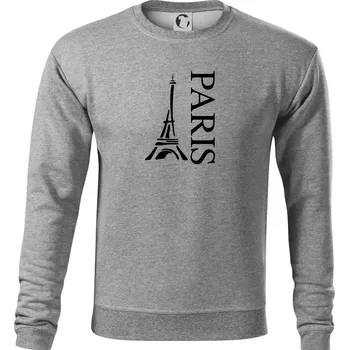 Pánská mikina Paris nápis Eiffelovka na výšku - Mikina Essential pánská - M ( Tmavě šedý melír )