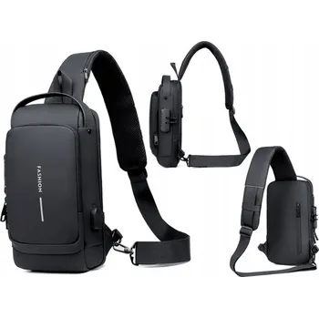 Batoh černý voděodolný s USB portem přes rameno