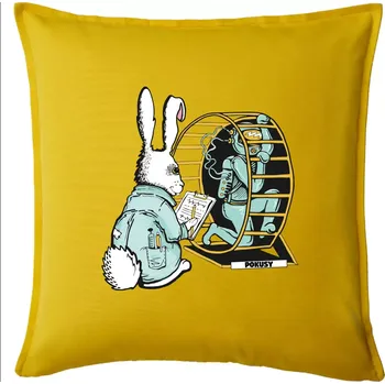 Polštář Pokusy na lidech (Pecka Design) - Polštář 50x50 - 50x50 - Pouze potah ( Žlutá )