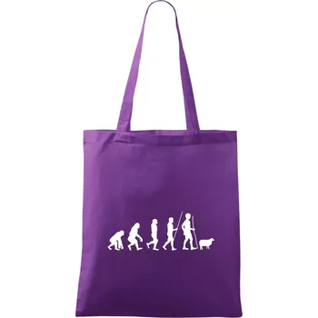 Nákupní taška Evoluce pastevec ovcí - Taška bavlněná - 42 x 38 cm ( Fialová )
