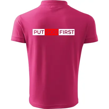 Pánská košile Put God first obdélník - Polokošile pánská Pique Polo 203 - M ( Purpurová )