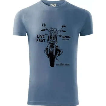 Pánské oblečení Motorka kresba live fast - Viper FIT - Pánské zůžené tričko - 3XL ( Denim )