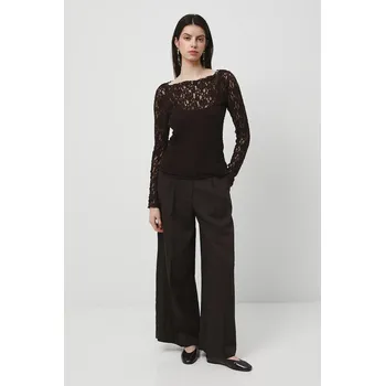 Dámské kalhoty Kalhoty Medicine dámské, hnědá barva, široké, high waist RW25-SPD300 88X, vel. XL