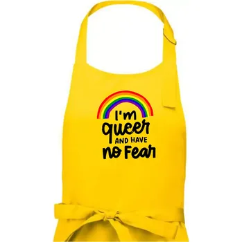 Kuchyňská zástěra Im queer and have no fear - Dámská zástěra na vaření - Univerzální velikost ( Žlutá )