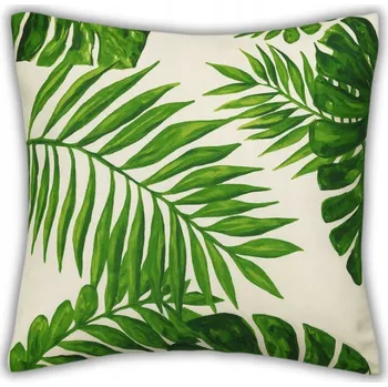 Povlak na dekorativní polštářek BOTANIC povlak na polštář 45x45 cm zelené listy 100% bavlna