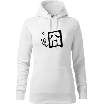 Dámská mikina Čínský symbol - smutný - Mikina dámská Cape s kapucí - L ( Bílá )