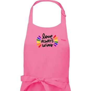 Kuchyňská zástěra Love always win - čáry - Dámská zástěra na vaření - Univerzální velikost ( Růžová )