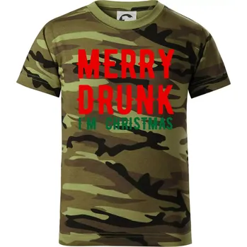 Chlapecké oblečení Merry Drunk I'm Christmas - Dětské maskáčové triko - 134 cm/8 let ( Zelený maskáč )