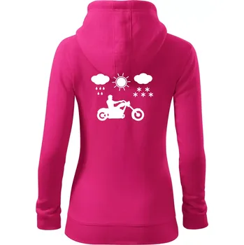 Dámská mikina Motorkář za každého počasí - chopper - Dámská mikina trendy zipper s kapucí - M ( Purpurová )