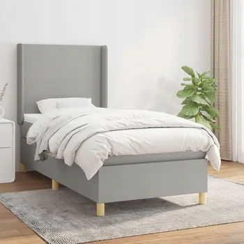 Postel Kontinentální postel s matrací, světle šedá, látka