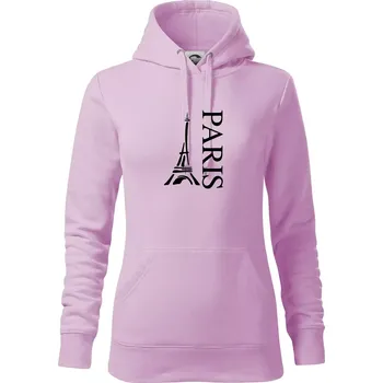 Dámská mikina Paris nápis Eiffelovka na výšku - Mikina dámská Cape s kapucí - S ( Orchid )