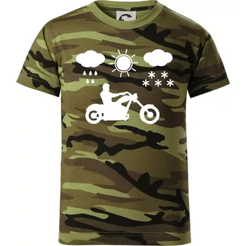 Motorkář za každého počasí - chopper - Dětské maskáčové triko - 122 cm/6 let ( Zelený maskáč )