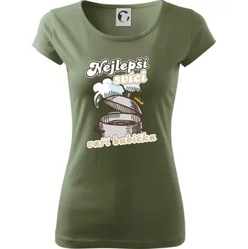 Dámské tričko Nejlepší svíci vaří babička - Dámské triko Pure - XS ( Khaki )