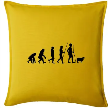 Polštář Evoluce pastevec ovcí - Polštář 50x50 - 50x50 - Pouze potah ( Žlutá )