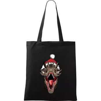 Nákupní taška Vánoční drak (Pecka design) - Taška bavlněná - 42 x 38 cm ( Černá )