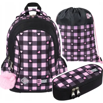 Školní batoh Vícekomorový Školní batoh St.Right černý, růžový, vícebarevný 20 l