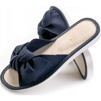 Dámské pantofle PANTOFLE KOŽENÉ PANTOFLE, SANDÁLE S MASLOU, TMAVĚ MODRÉ, vel. 38