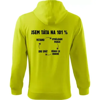 Pánská móda Jsem táta na 101 procent - Mikina s kapucí na zip trendy zipper - L ( Limetková )