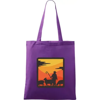 Pastevec ovcí - čtverec - Taška bavlněná - 42 x 38 cm ( Fialová )