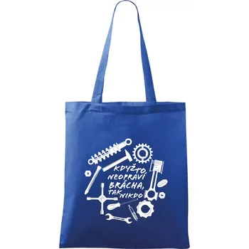 Nákupní taška Automechanik - Když to neopraví brácha - Taška bavlněná - 42 x 38 cm ( Královská modrá )