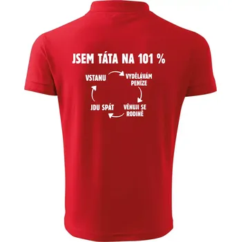 Pánská košile Jsem táta na 101 procent - Polokošile pánská Pique Polo 203 - S ( Červená )