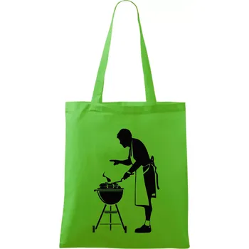 Nákupní taška Grilování - Kuchař - Taška bavlněná - 42 x 38 cm ( Apple Green )