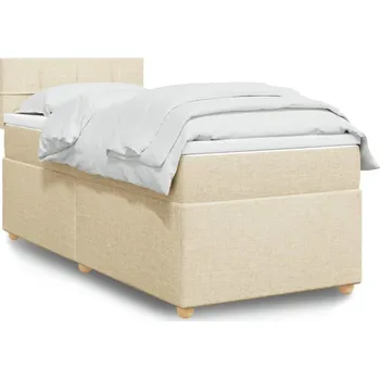 Postel vidaXL Box spring postel s matrací 100 x 200 cm textil [3288892] Barva: krémová