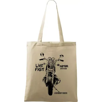 Motorka kresba live fast - Taška bavlněná - 42 x 38 cm ( Naturální )