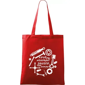 Nákupní taška Automechanik - Když to neopraví soused - Taška bavlněná - 42 x 38 cm ( Červená )