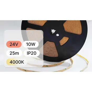 LED páska LED pásek 24V COB 10W/m 320 LED/m IP20 4000K 25m