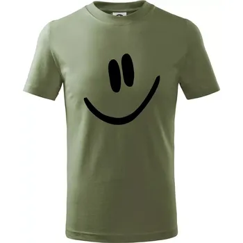 Chlapecké oblečení Emoji bez obrysu - usměv - Tričko dětské bavlněné - 104-110cm / 3-4 roky ( Khaki )