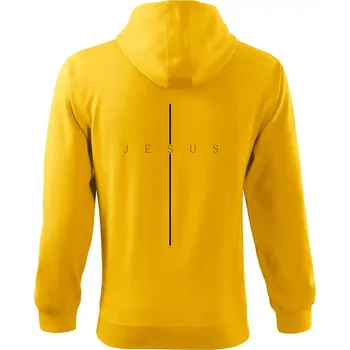Pánská mikina Jesus nápis v kříži - Mikina s kapucí na zip trendy zipper - XL ( Žlutá )