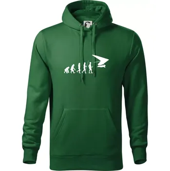 Pánská mikina Evoluce rogalo - Mikina pánská Cape s kapucí - M ( Lahvově zelená )