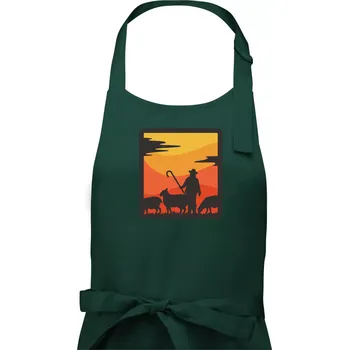 Kuchyňská zástěra Pastevec ovcí - čtverec - Dámská zástěra na vaření - Univerzální velikost ( Lahvově zelená )