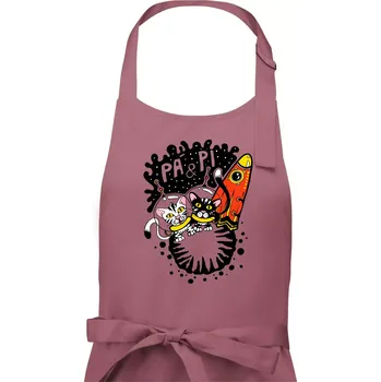 Kuchyňská zástěra Pá a Pi z kočičí planety (Pecka Design) - Pánská zástěra na vaření - Univerzální velikost ( Starorůžová )