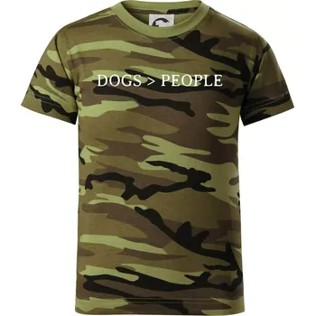 Dogs > People - Dětské maskáčové triko - 104-110cm / 3-4 roky ( Zelený maskáč )