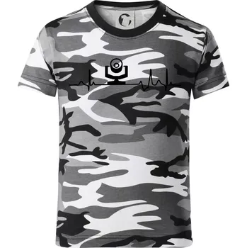 Chlapecké tričko Ekg osvětlovač - robo hlava - Dětské maskáčové triko - 146 cm/10 let ( Šedý maskáč )