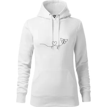 Dámská mikina Dráha letu motýla - srdce - Mikina dámská Cape s kapucí - 2XL ( Bílá )