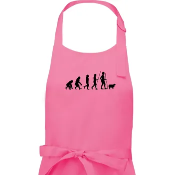 Kuchyňská zástěra Evoluce pastevec ovcí - Pánská zástěra na vaření - Univerzální velikost ( Růžová )