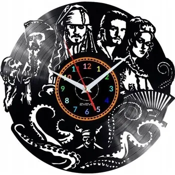 Hodiny PIRÁTI Z KARIBIKU HODINY NÁSTĚNNÉ DEKORATIVNÍ MODERNÍ VINYLOVÁ DESKA
