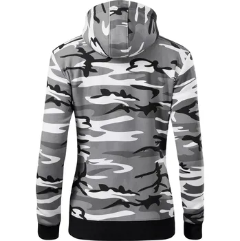 Dámská mikina Maskáčové tričko - Dámská mikina trendy zipper s kapucí - S ( Šedý maskáč )