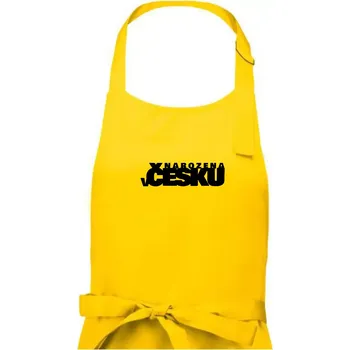 Kuchyňská zástěra Nápis - Narozena v Česku - Dámská zástěra na vaření - Univerzální velikost ( Žlutá )